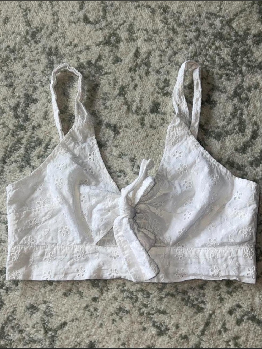 Kendall & Kylie White Eyelet Tie-Front Crop Top